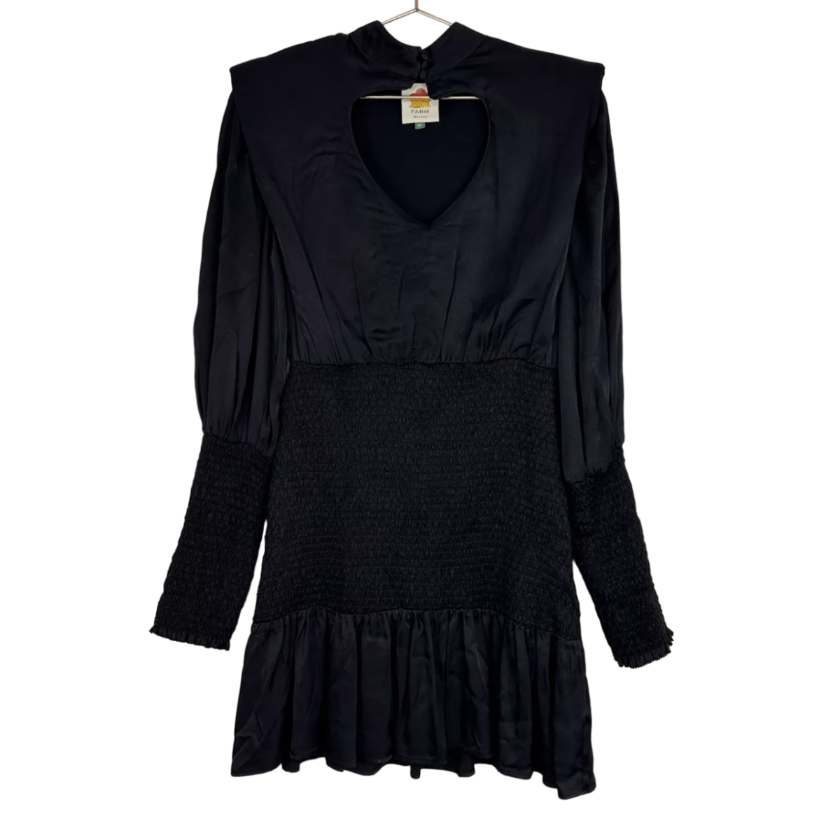 Farm Rio Black Heart Neckline Mini Dress UK S - Reliked