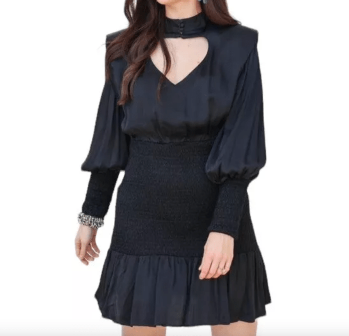 Farm Rio Black Heart Neckline Mini Dress UK XL - Reliked