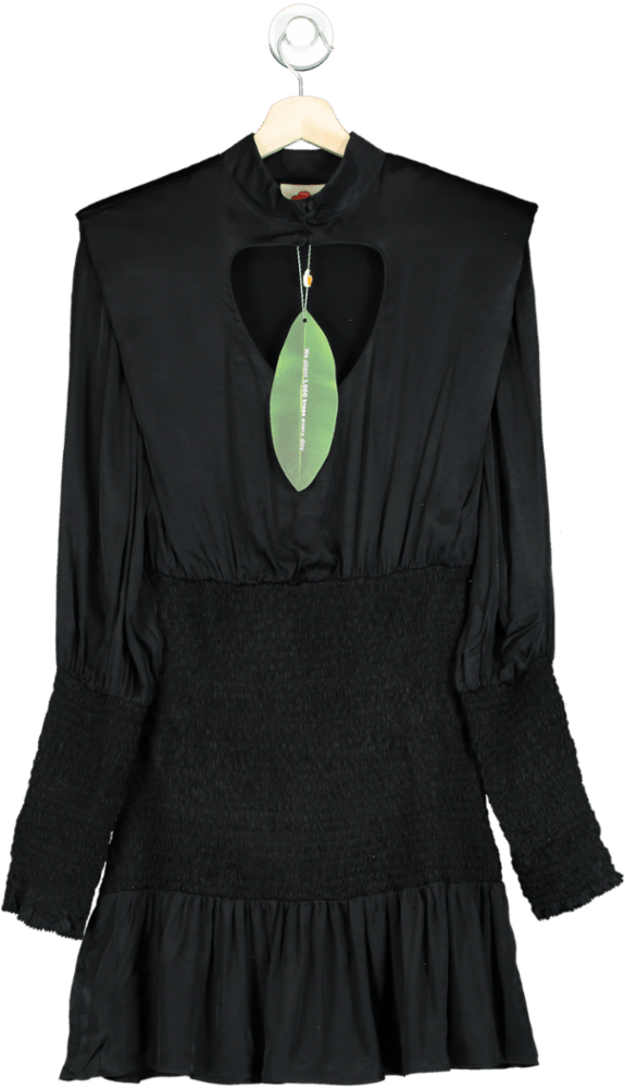 Farm Rio Black Heart Neckline Mini Dress UK XL - Reliked