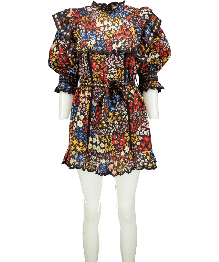 Farm Rio Black Jujus Garden Maxi Dress UK XS - Reliked