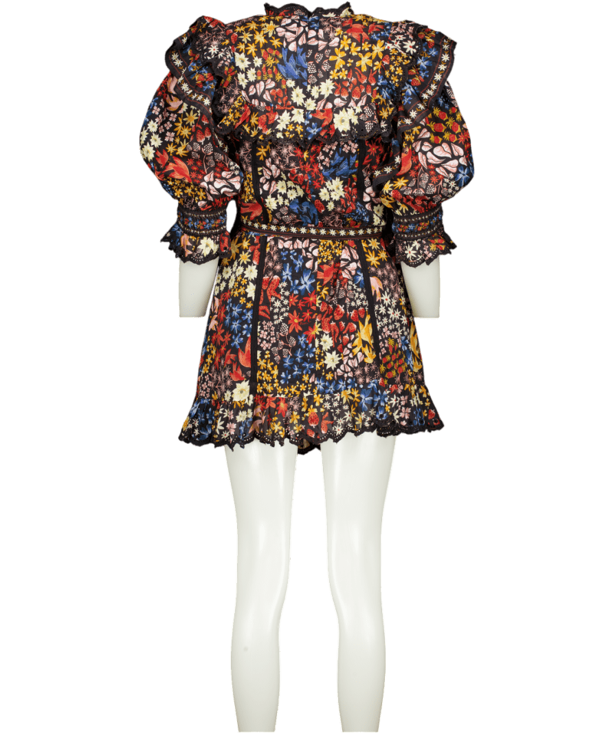 Farm Rio Black Jujus Garden Maxi Dress UK XS - Reliked