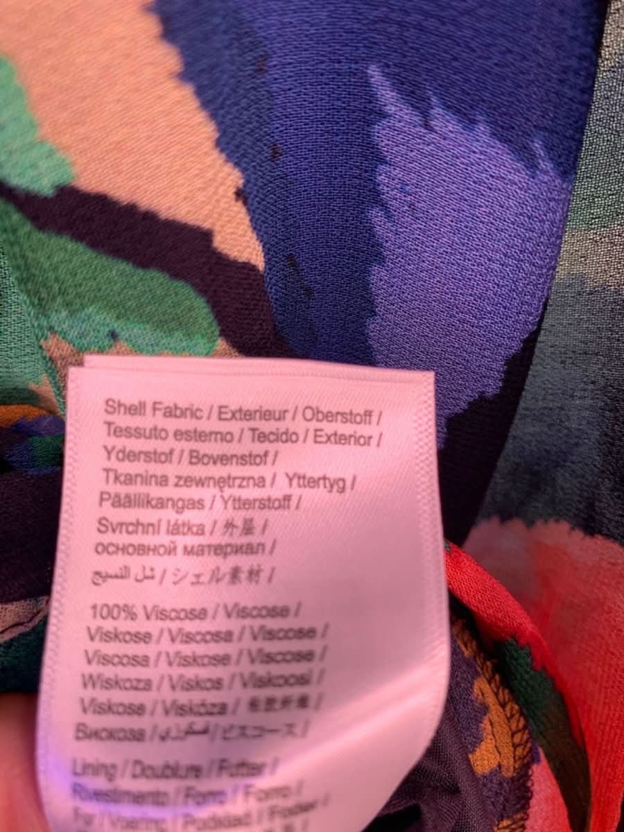 Farm Rio Multicoloured Chevron Forest Black Maxi Dress UK XS - Reliked