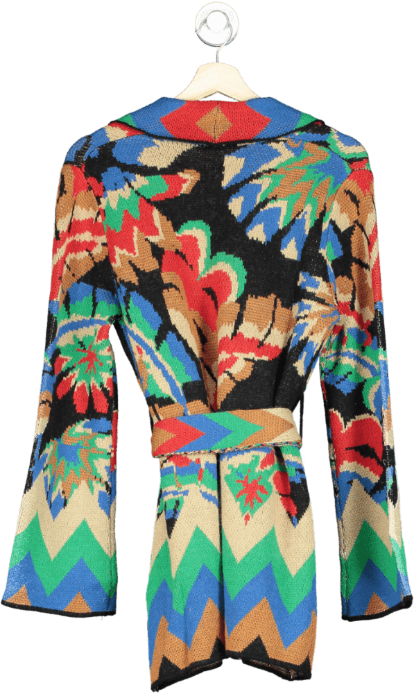 Farm Rio Multicoloured Chevron Forest Jacquard Belted Cardigan UK XS - Reliked