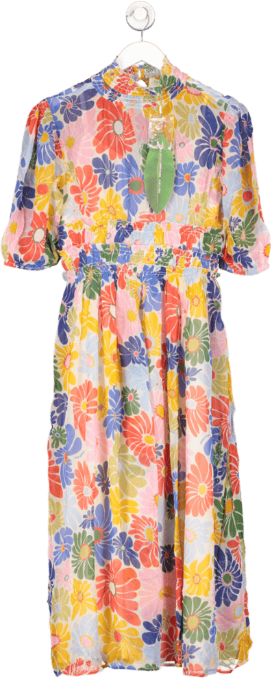 Farm Rio Multicoloured Sunny Daisy Sand Maxi Dress UK XS - Reliked