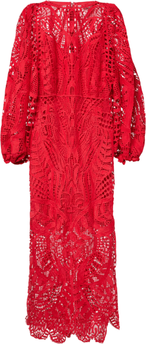 FARM RIO Red Nature Guipure Lace Maxi Dress UK XS - Reliked