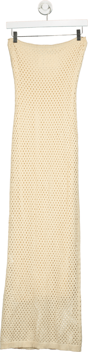 Fashion Nova Beige Crochet Maxi Dress UK M - Reliked