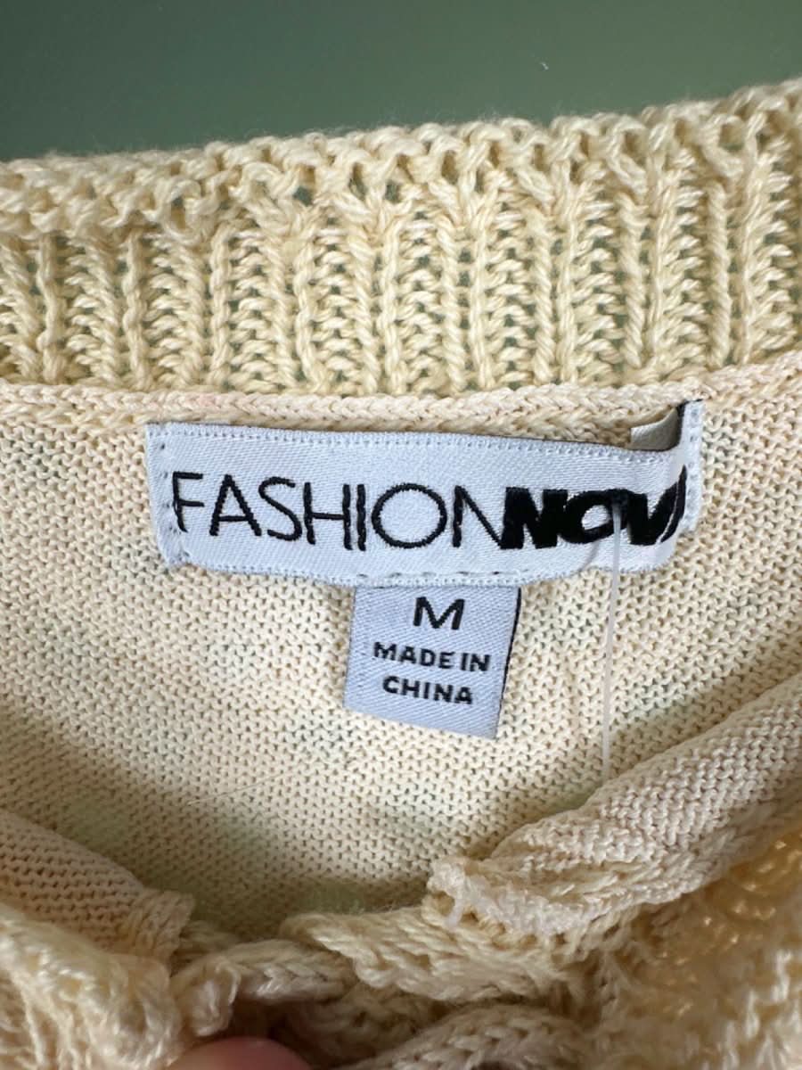 Fashion Nova Beige Crochet Maxi Dress UK M - Reliked