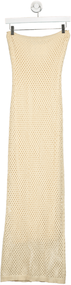 Fashion Nova Beige Crochet Maxi Dress UK M - Reliked