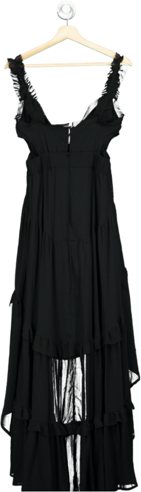 Fashion Nova Black Asymmetric Maxi Dress UK S - Reliked