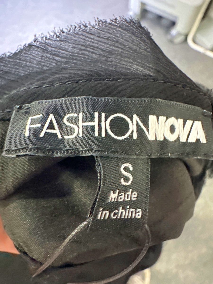 Fashion Nova Black Asymmetric Maxi Dress UK S - Reliked