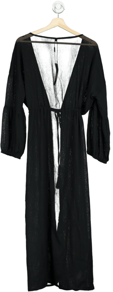 Fashion Nova Black Summer of Love Sheer Swim Cover Up Kimono UK S - Reliked