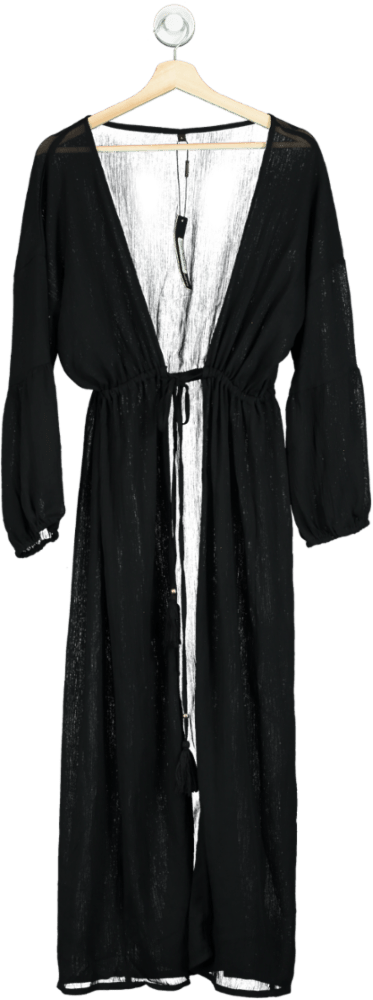 Fashion Nova Black Summer of Love Sheer Swim Cover Up Kimono UK S - Reliked