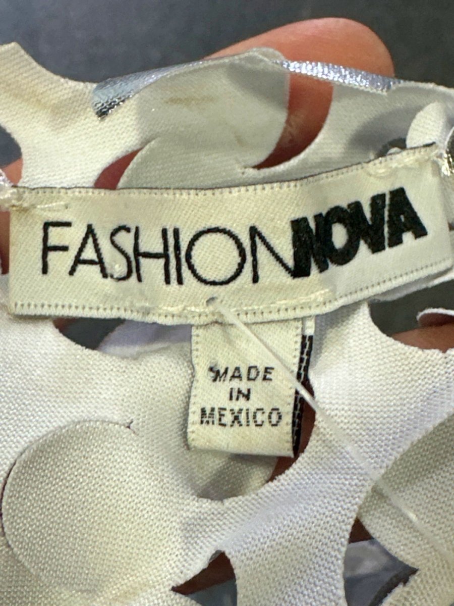 Fashion Nova Silver Sequin Long Sleeve Maxi Dress UK S - Reliked