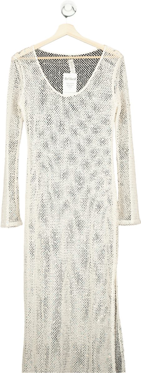 Fashion Nova White Mesh Maxi Dress UK S - Reliked