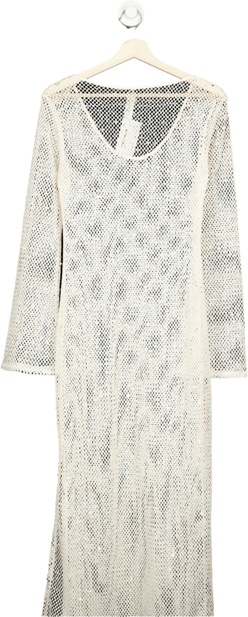 Fashion Nova White Mesh Maxi Dress UK S - Reliked