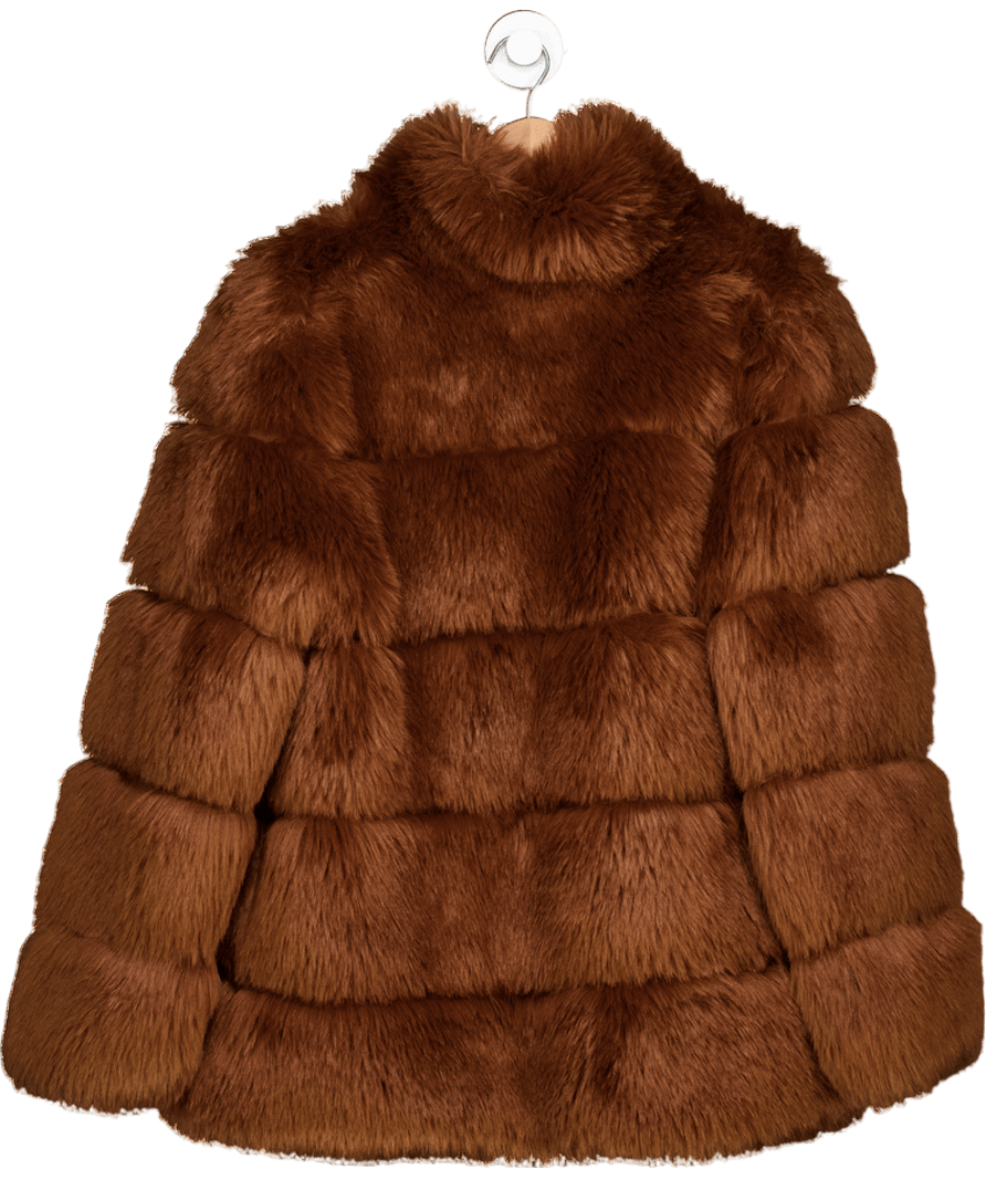 Fashionable Brown Faux Fur Jacket UK S/M - Reliked