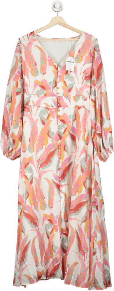 FatFace Multi - Colour Peony Painted Leaves Maxi Dress UK 12R - Reliked