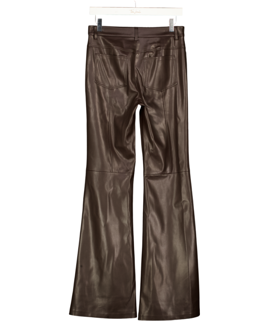MANGO Brown Faux-leather Flared Trousers UK 6