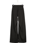 REBECCA VALLANCE Black Wool Blend Wide Leg Trousers With Pleated Waistband Detail UK 8