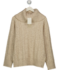 PRETTY LAVISH Beige Cable Knit Exaggerated Roll Neck Jumper UK S