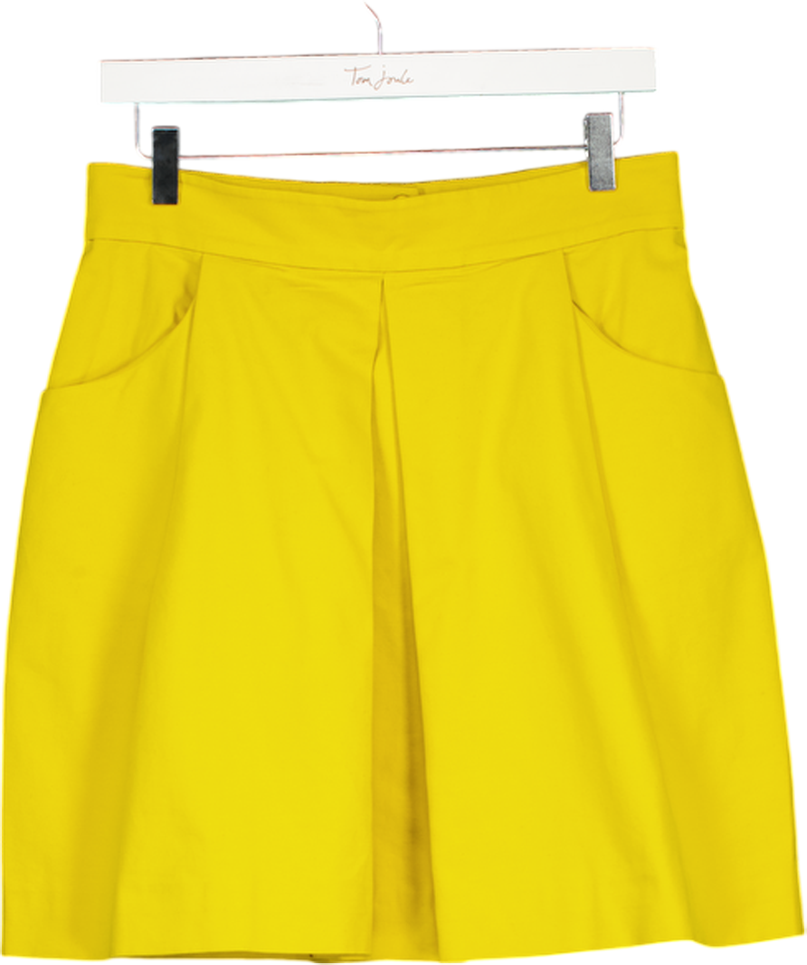 cos Yellow Pleated Cotton Skirt UK 10