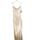 House of CB Champagne Beige Shimmer Low Back Maxi Dress UK S