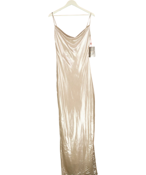 House of CB Champagne Beige Shimmer Low Back Maxi Dress UK S