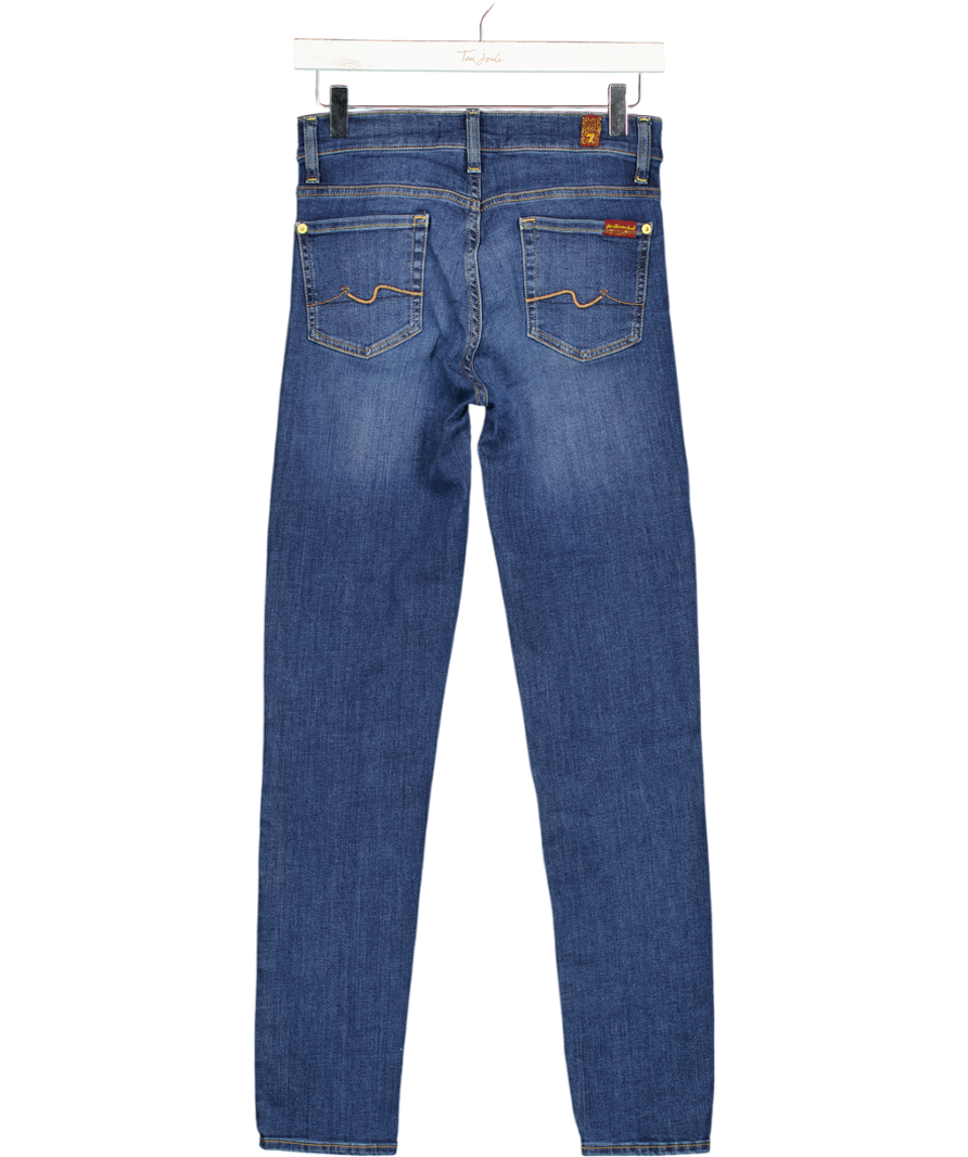 7 For All Mankind Mid Blue High Rise Skinny Jeans W25