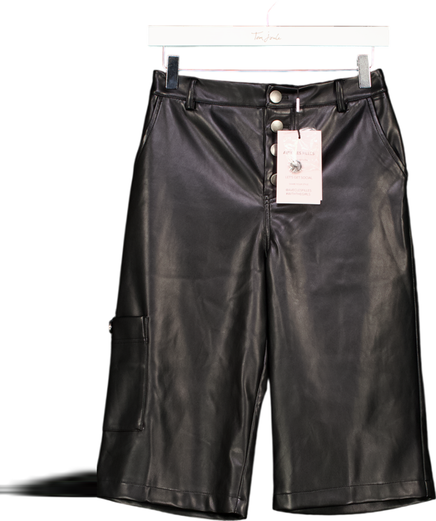 ACEV LES FILLES Black Butter Soft Faux Leather Long Shorts UK 6