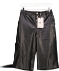 ACEV LES FILLES Black Butter Soft Faux Leather Long Shorts UK 6