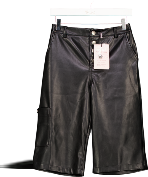 ACEV LES FILLES Black Butter Soft Faux Leather Long Shorts UK 6