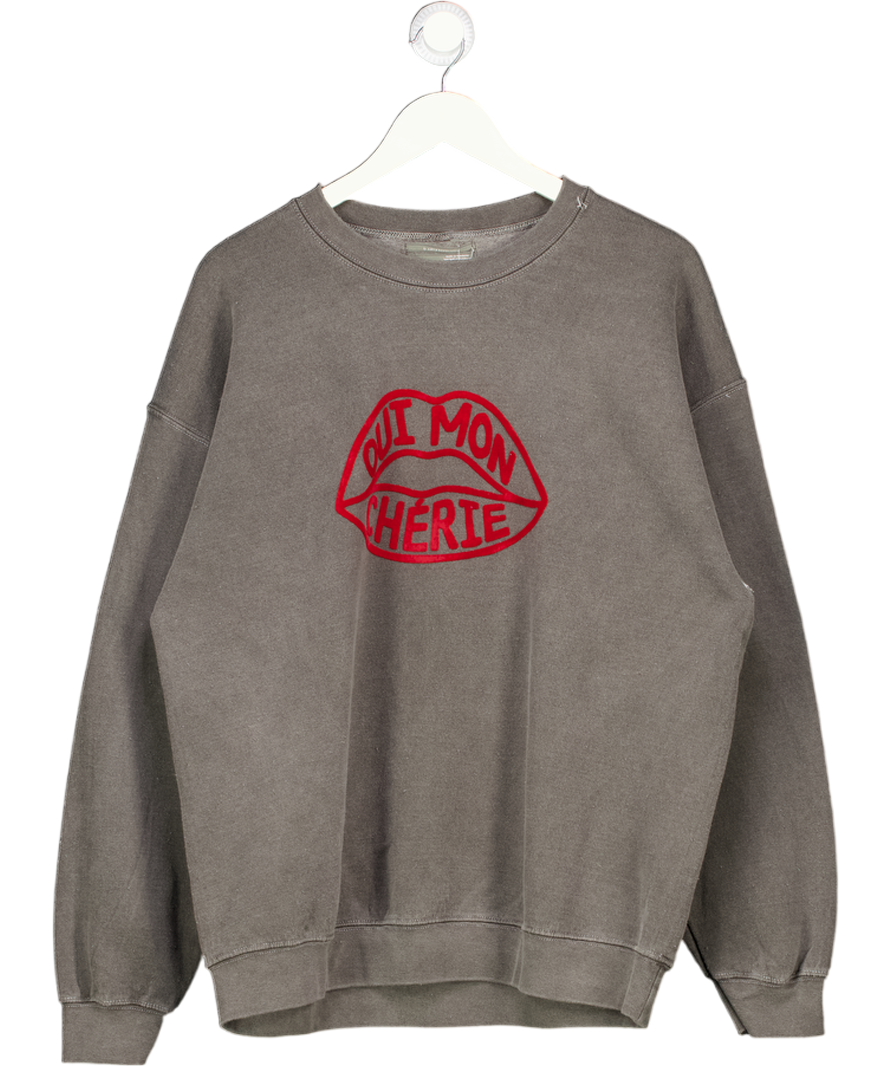 BY ANTHROPOLOGIE Vintage Black Wash Oui Mon Chéri Sweatshirt UK L