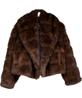 ASOS Cropped Faux Fur Jacket In Brown UK S