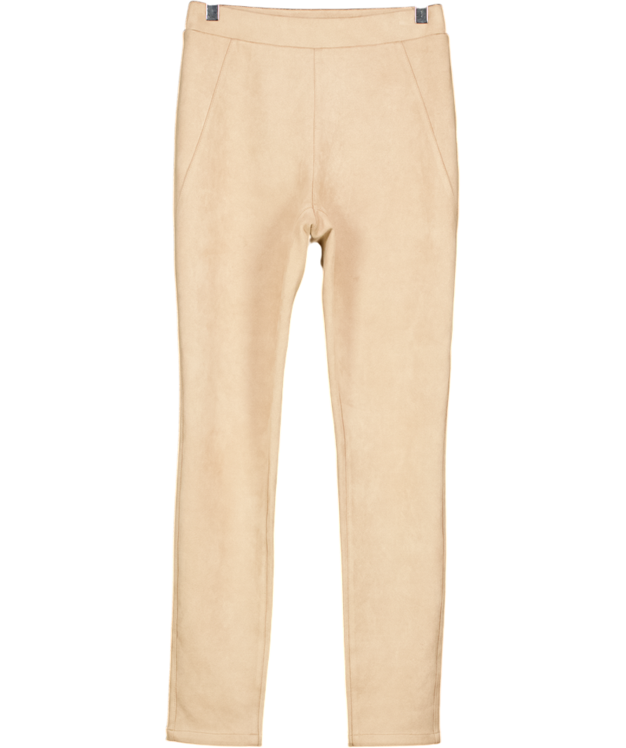 AAVELLE Beige Faux Suede Leggings UK S