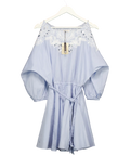 RIVER ISLAND Blue Embroidered Cutwork Mini Dress UK 12