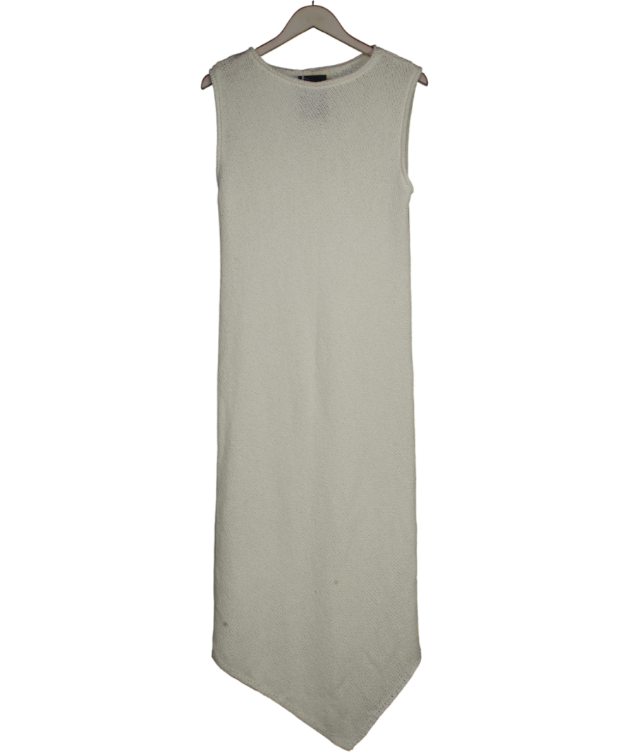 DISSH Cream Sleeveless Knit Asymmetric Hem Midi Dress UK S