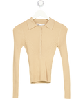 ZARA Beige Long Sleeve Ribbed Polo Knit UK S