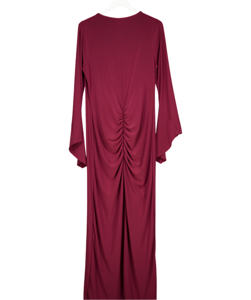 ASOS Red Long Sleeve Cut Out Ruched Maxi Dress UK L