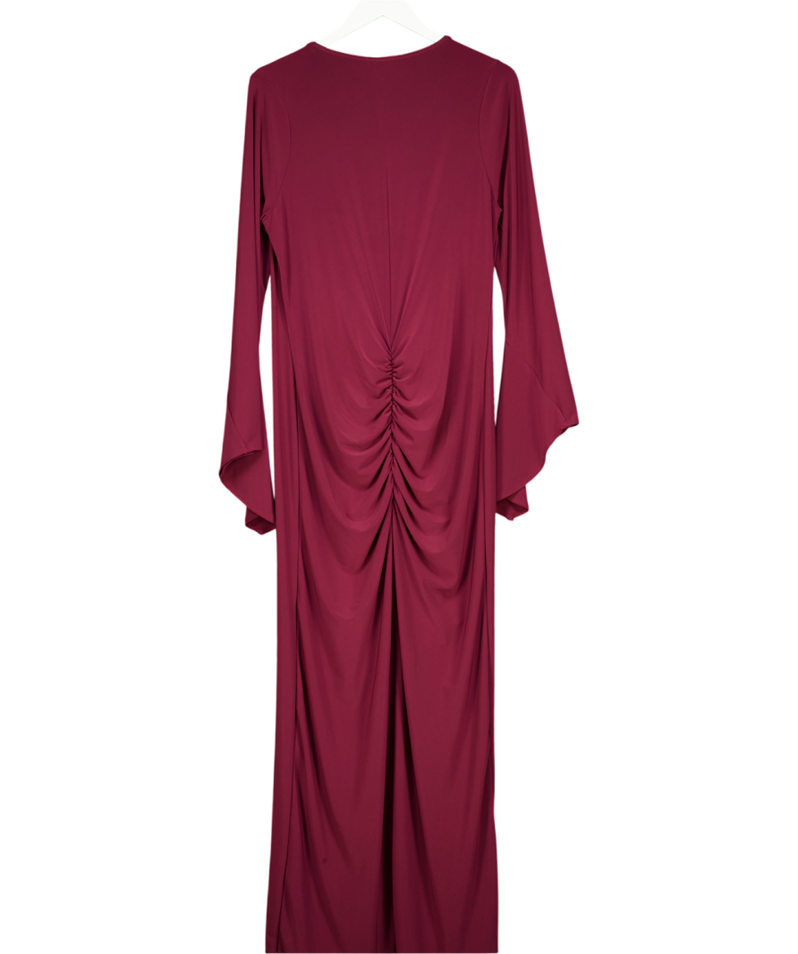 ASOS Red Long Sleeve Cut Out Ruched Maxi Dress UK L