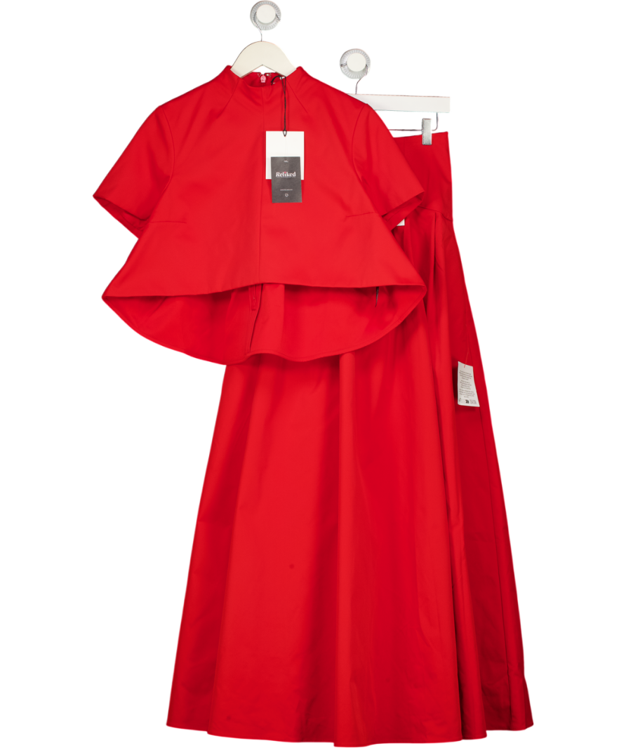 ARRANGE R-piece Red High Neck Top & Maxi Skirt Set UK 10