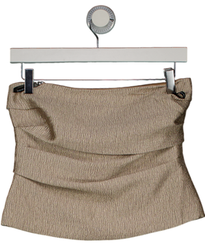 FOREVER NEW Metallic Gold Kamila Tucked Strapless Bandeau Top UK 8