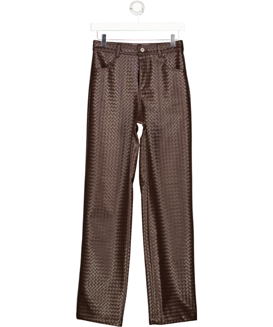 soho wardrobe Brown Woven Leather Trousers UK 8