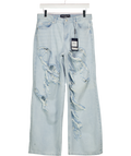 JUICY COUTURE Blue Bleached Denim Distressed Wide Leg Jeans W26