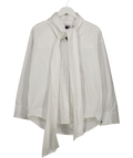 NA-KD White Neck Tie Long Sleeve Poplin Shirt UK 8