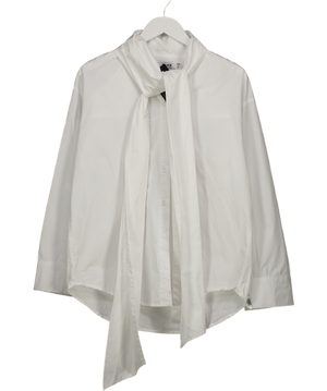 NA-KD White Neck Tie Long Sleeve Poplin Shirt UK 8