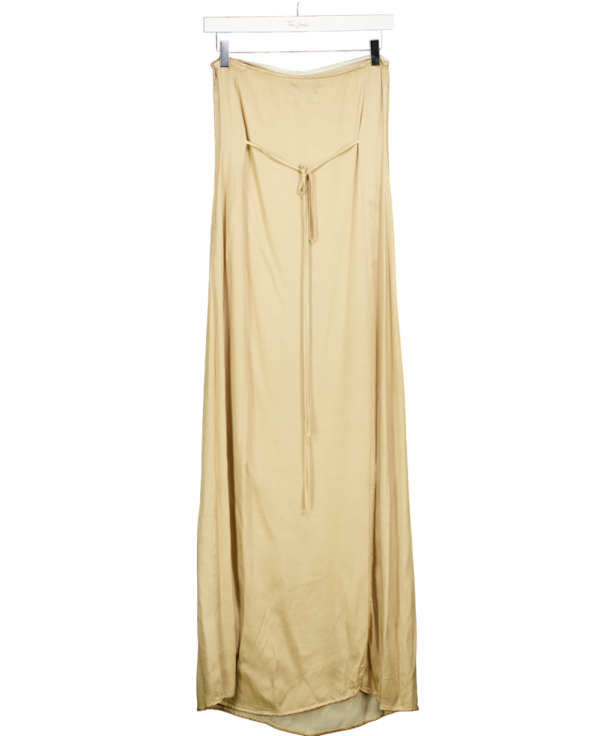 alohas Cream Lila Satin Strapless Midi Dress UK XS