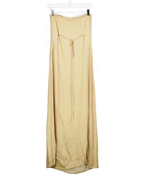 alohas Cream Lila Satin Strapless Midi Dress UK XS