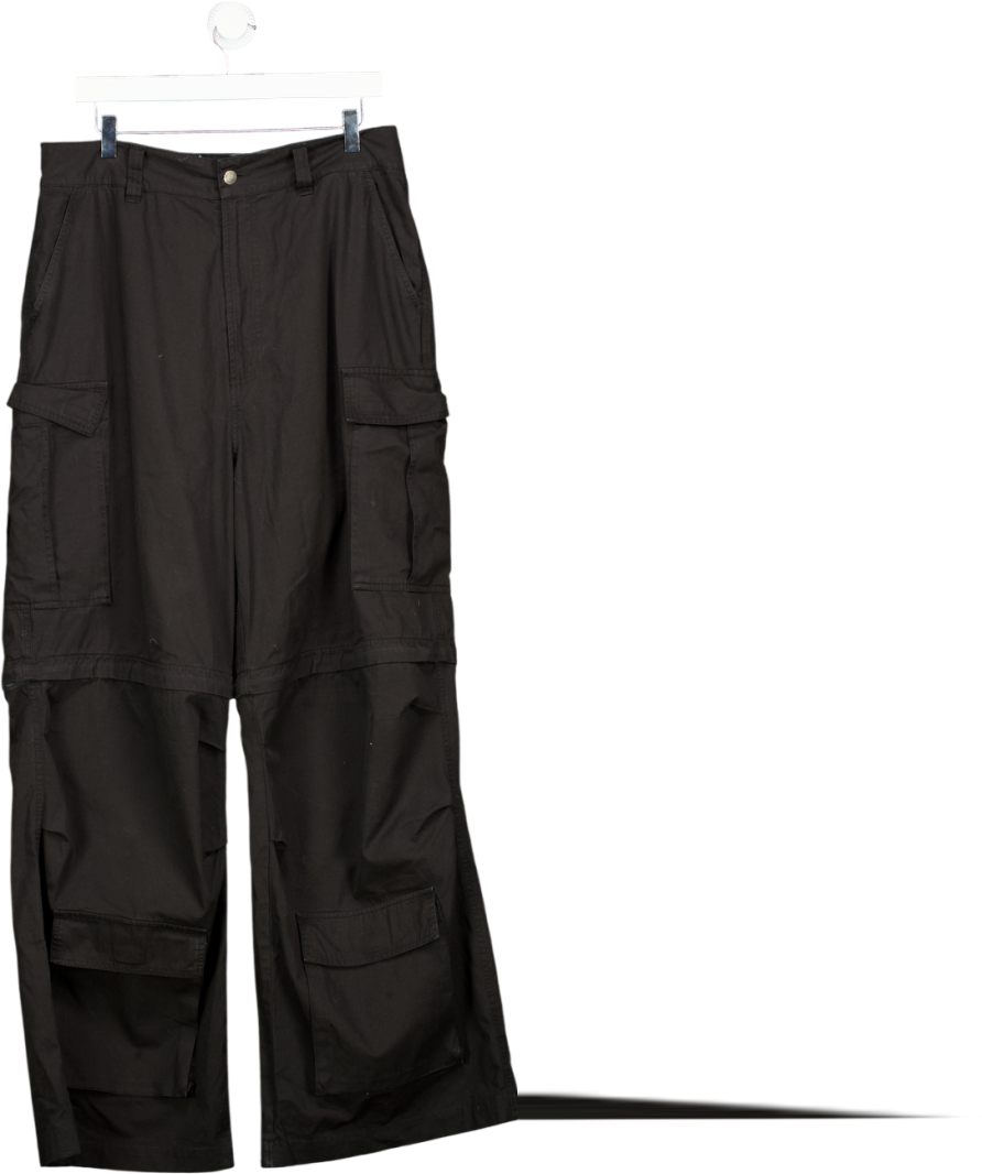 Arcana Black Wide Leg Zip Off Cargo Pants UK M