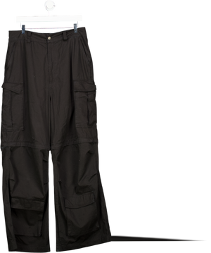 Arcana Black Wide Leg Zip Off Cargo Trousers UK M