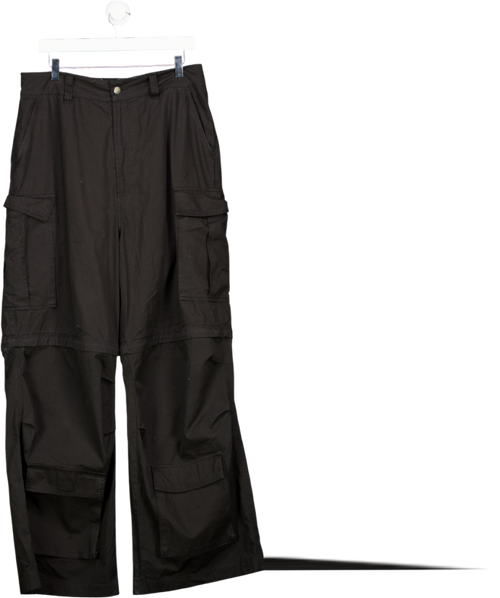 Arcana Black Wide Leg Zip Off Cargo Pants UK M
